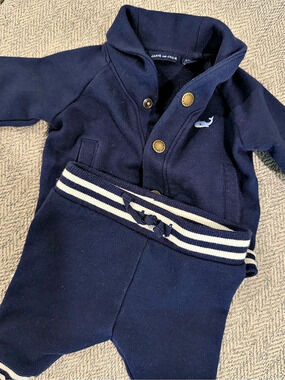 Janie and Jack Baby Footie Blue Like New